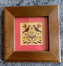 Original 1982 Christine Parton PA German Folk Art Miniature Fraktur Painting 