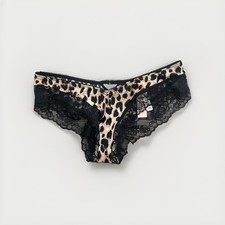 Victoria s Secret NWT Animal Print Black Lace Cheeky Panty Medium