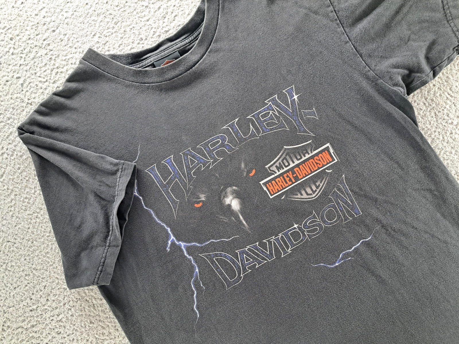 VINTAGE Harley Davidson Eagle Lightning Graphic T-Shirt Mens Large Biker Y2K USA