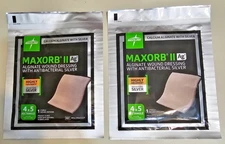 2 Medline Maxorb II Ag Calcium Alginate With Silver Dressings  4”x5” Wound Care