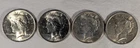 LOT OF 4 1922 P PEACE SILVER DOLLARS #12