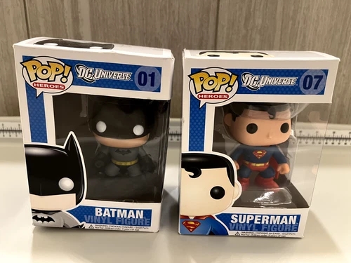 Lot of 2- Funko Pop Vinyl Figure- Batman 01 and Superman 07 - New