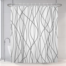 72"x78" Grey White Striped Shower Curtain Geometric Modern Long Fabric