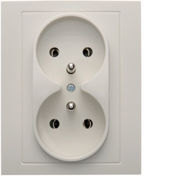 B.KWADRAT cream socket 2x EU outlet with screw terminals 16A