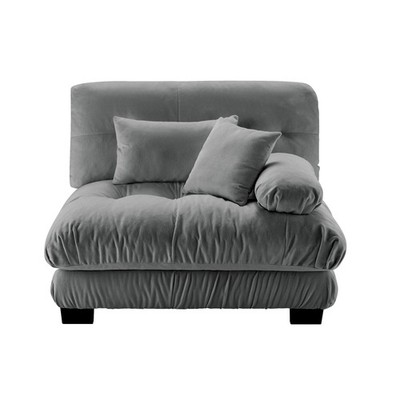 27 Sofa RSF W/2 Pillows - Gray, 1-Seat Chenille Sofa with Sturdy Frame