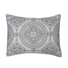 100 Cotton King Size Medallion Embroidered Pillow Sham 20'' x 36'' Grey