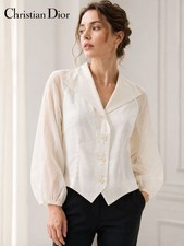 Christian Dior Jacket Blouson Coat Women Size M White Genuine