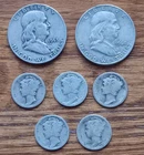Junk 90% Silver Coins $1.50 Face Value Ben Franklin Half Dollars Mercury Dimes