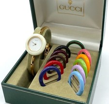 Gucci Change Bezel 12 Colors Quartz Gold Women Watch Box Wristwatch Beautiful