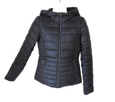 ZARA Women's Quilted Hooded Jacket Black  Size XS