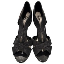 Fioni Night Black Glitter Strappy High Heel Sandals Women  s Size 8.5