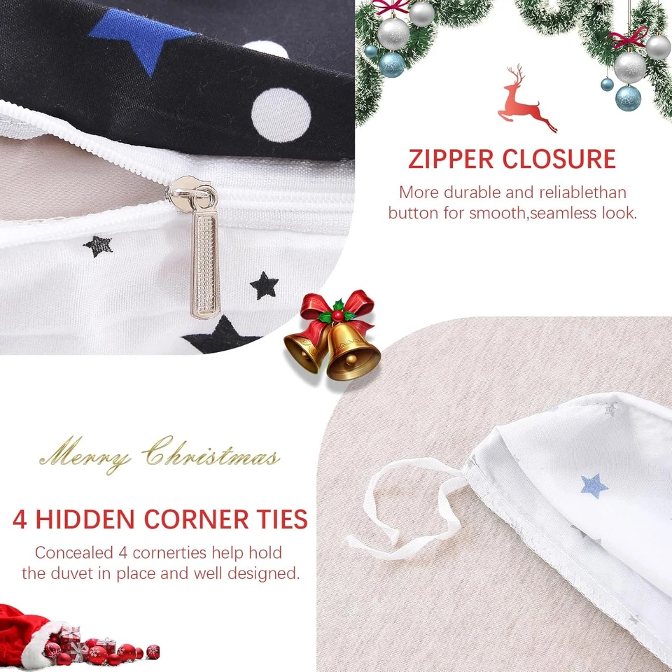 Juego de funda nórdica premium Queen Navidad Holly Berry & Deer ropa de cama de vacaciones Foto 3 de 4