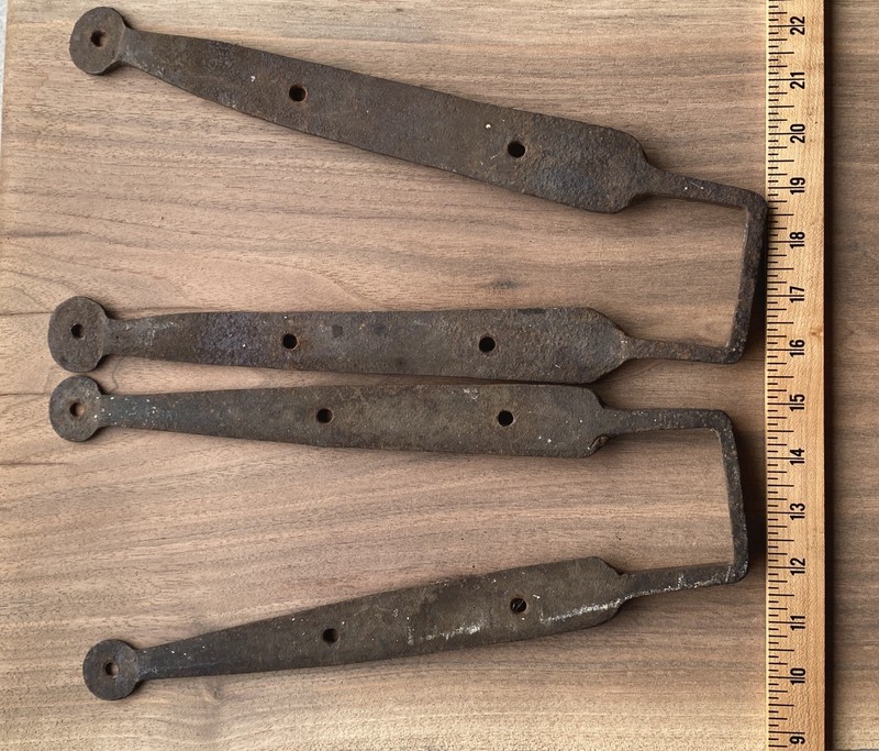 Pair of Antique Wrought Iron STRAP HINGES Pintles