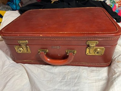 Rare! Vintage Leeds Tested Travelwear New York Suitcase Leather Shell