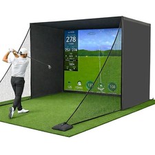 Indoor Golf Simulator Enclosure 10x8 ft Cage with HD Impact Screen  Foam Paddin
