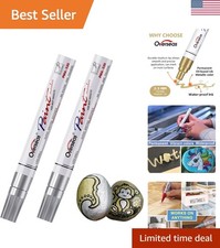 Permanent Paint Pens Silver Markers - 2 Pack Metallic Oil Based Paint Markers...