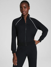 FLASH SALE SPANX AirEssentials Pique Full Zip Track Jacket, Very Black