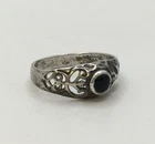 Vintage Sterling Silver Black Onyx Filigree Ring Size M 925 2.3g   J10 P155