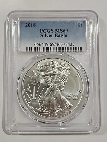 2018 American Silver Eagle 1 oz .999 Fine Silver Dollar PCGS MS69