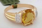 GENUINE 3.67 Cts YELLOW TOPAZ & DIAMOND RING 10K GOLD - Free Certificate - NWT — photo 2