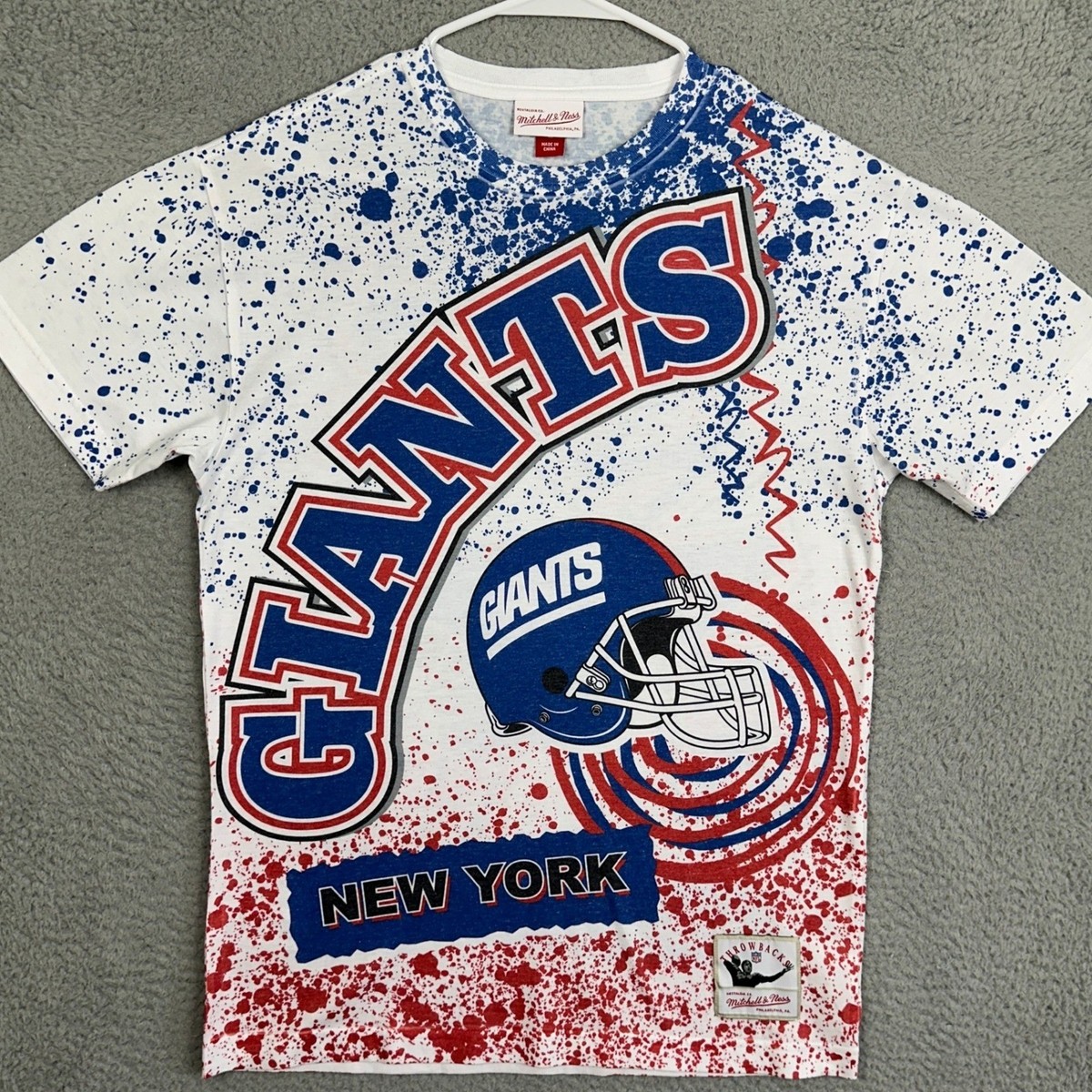 New York Giants Mitchell Ness T-Shirt Mens Small White Throwbacks