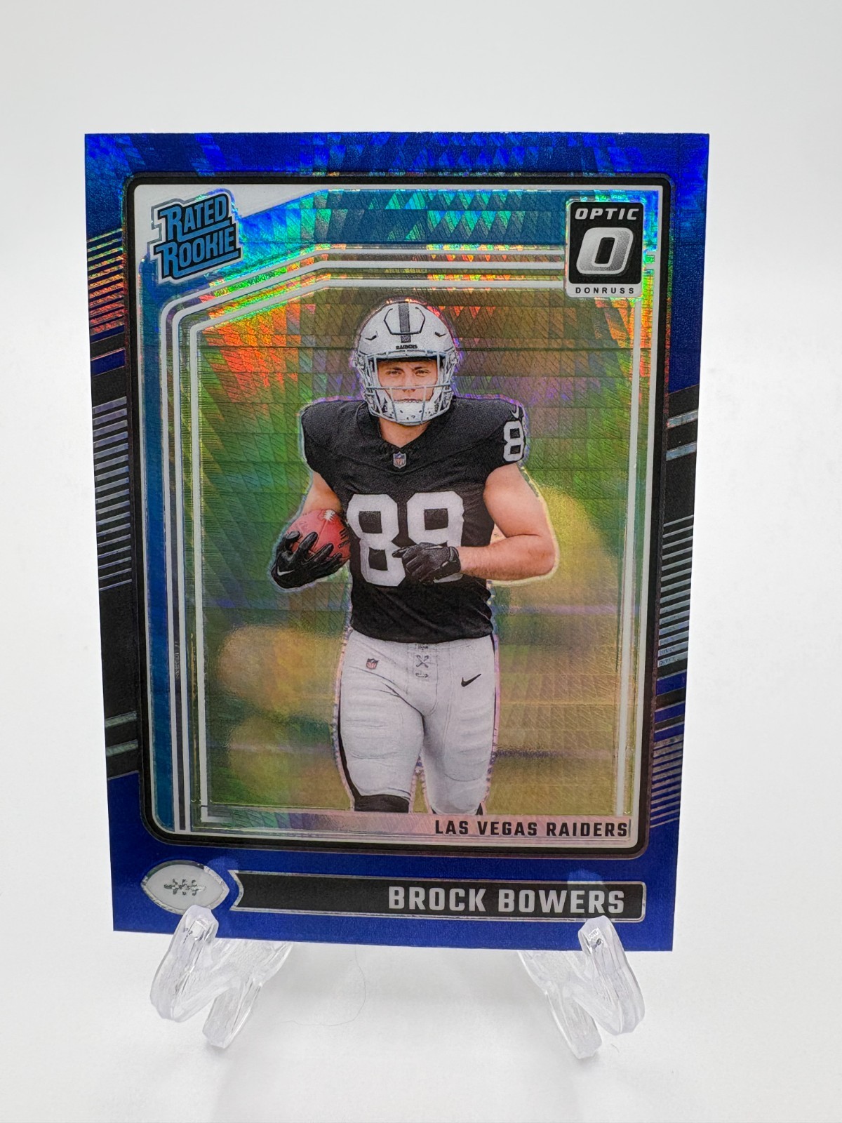 2024 Panini Donruss Optic Brock Bowers Blue Hyper Rated Rookie #215 Raiders