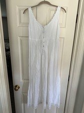 Vintage Victoria s Secret Country White Cotton Gauze Lace Maxi Nightgown Small