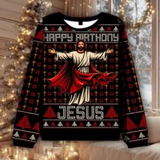 Happy Birthday Biblical Figure Ugly Christmas Sweater