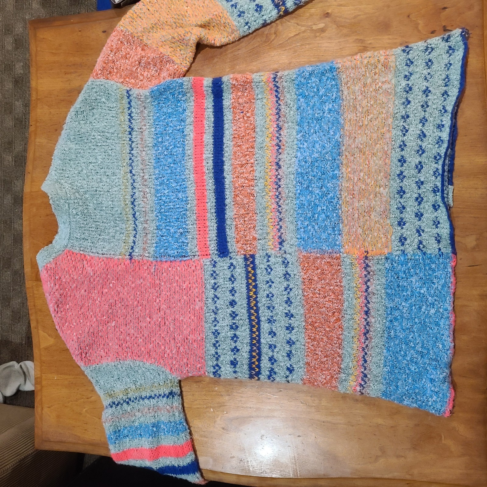 Sincerely Jules Patchwork Wool Blend Open Front C… - image 6