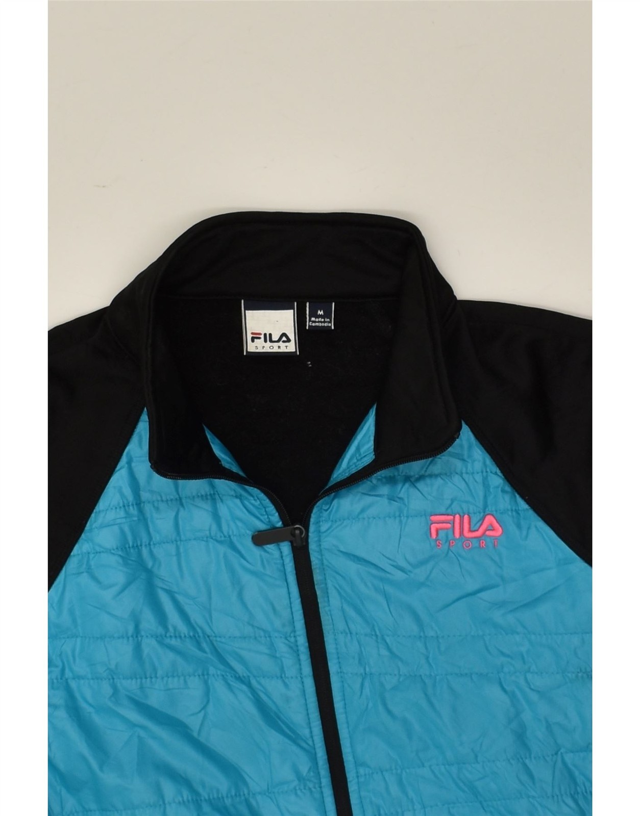 FILA tuta donna top giacca UK 14 blu medio colorblock poliestere WD29