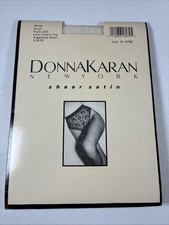 Donna Karan New York Pantyhose Control Top Lace Small White Sheer Satin New Vtg