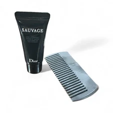 Dior Mens Beard Comb Sauvage Travel Size & Moisturizer 2pc Gift Set Limited