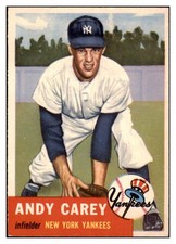 1953 TOPPS #188 ANDY CAREY YANKEES EX-MT SET BREAK 528623 (KYCARDS)