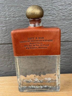 Lazy K Bar Bourbon Whiskey Decanter Leather Wrapped Bottle 750ml Empty