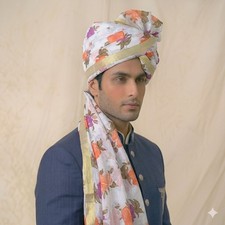 Men Hat Top Safa Indian Wedding Groom Turban Handmade Sherwani Multicolor Pagri