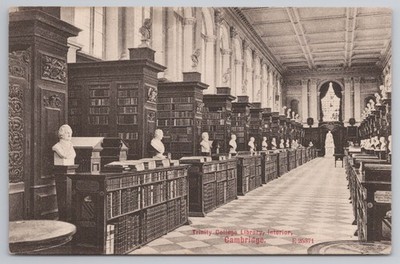 Trinity College Bibliothek Innenraum Cambridge RPPC Stengel & Co