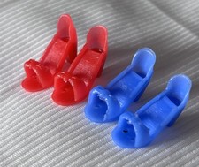 Vintage Barbie Shoes OPEN-TOE HEELS Bow Hong Kong Set Of Two Red And Blue