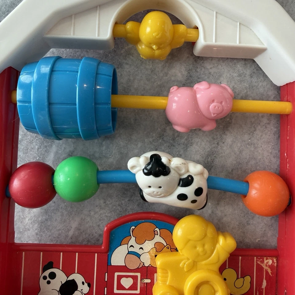 DE COLECCIÓN 1991 FISHER PRICE BEBÉ SONAJERO JUGUETE DE DESARROLLO ANIMALES DE GRANJA GRANERO APRENDER Foto 2 de 4