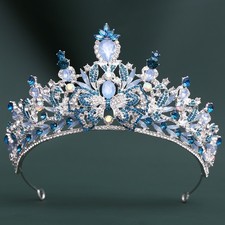 8.4cm Tall Beautiful Flower Crystal Tiara Crown Wedding Pageant Prom For Women