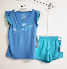 Nike Little Girls Flow-Ral Tempo T Shirt Shorts Set Sz 6 - NWT