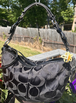 Coach Signature Black Crescent Hobo Shoulder Bag | eBay