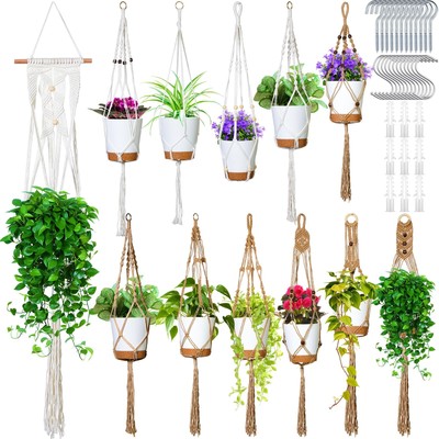 12 Pcs Macrame Plant Hangers Macrame Hanging Planters for Indoor Plants Handm...