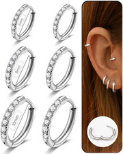 CZ Huggie Earrings for Women, Stainless Steel Hinged Small Hoop Earrings, Select