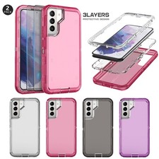 For Samsung Galaxy S21 5G Transparent Case Rugged Cover / Glass Screen Protector