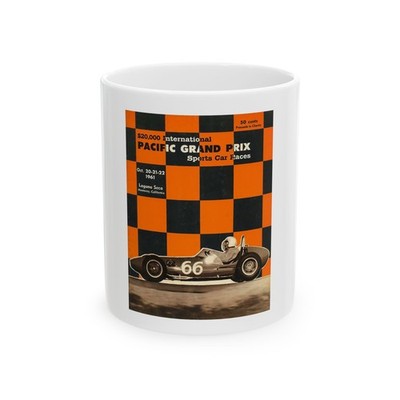 Vintage Laguna Seca 1961 Race Car Ceramic Mug, Cup for Auto Enthusiasts, 11oz