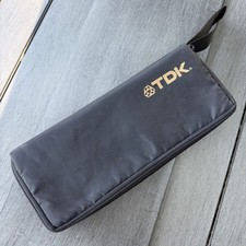 TDK Audio Cassette Holder Vintage 15 Tape Storage Nylon Strap