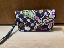 Vera Bradley Floral Nightingale Envelope Wallet Purple/Blue/Green Wristlet