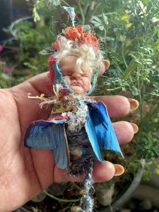 Baby Fairy Art Doll Handmade Hand Sculpted Hand Painted Embellished by Gina Luna