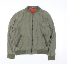 Zara Man Bomberjacke Grün Leinen Herren M Re...