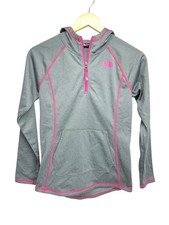 The North Face Gray Pink 1/4 Zip Hoodie Girls Size Large 14/16